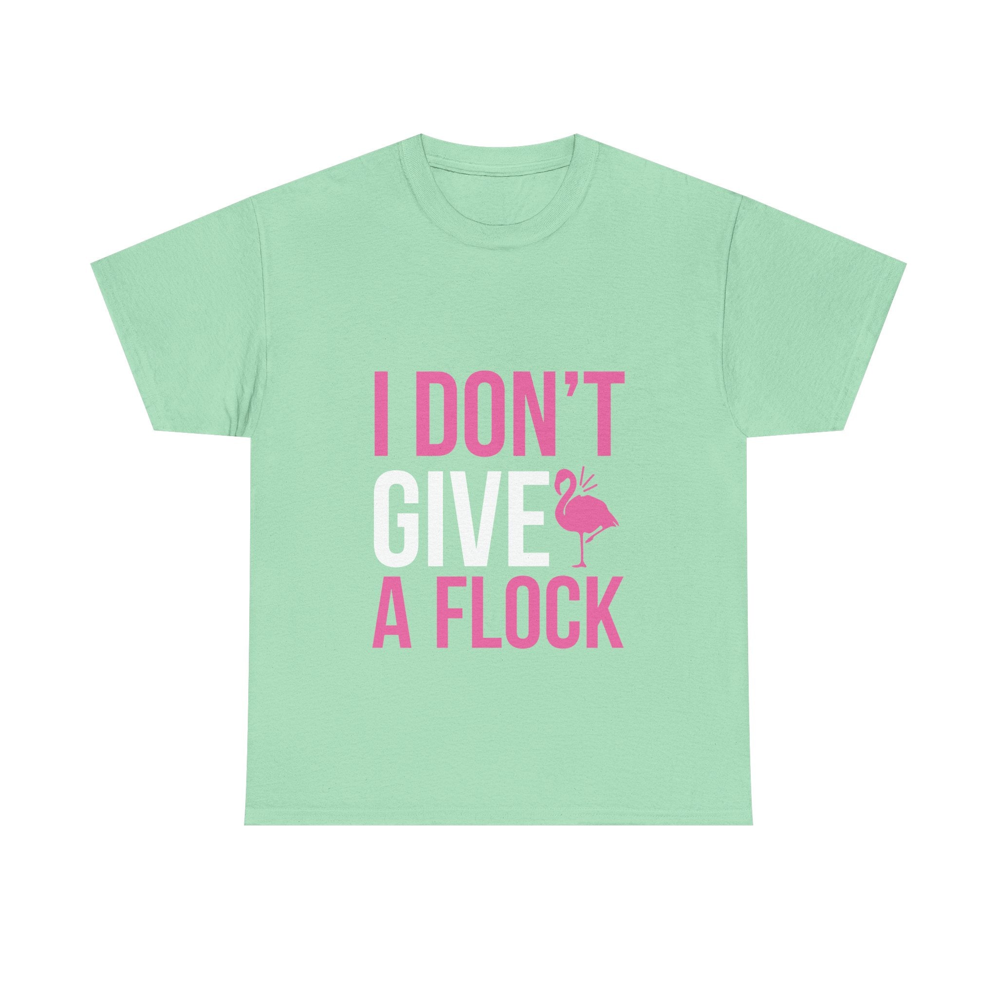 I Don’t Give a Flock – Women’s Heavy Cotton Flamingo Graphic T-Shirt