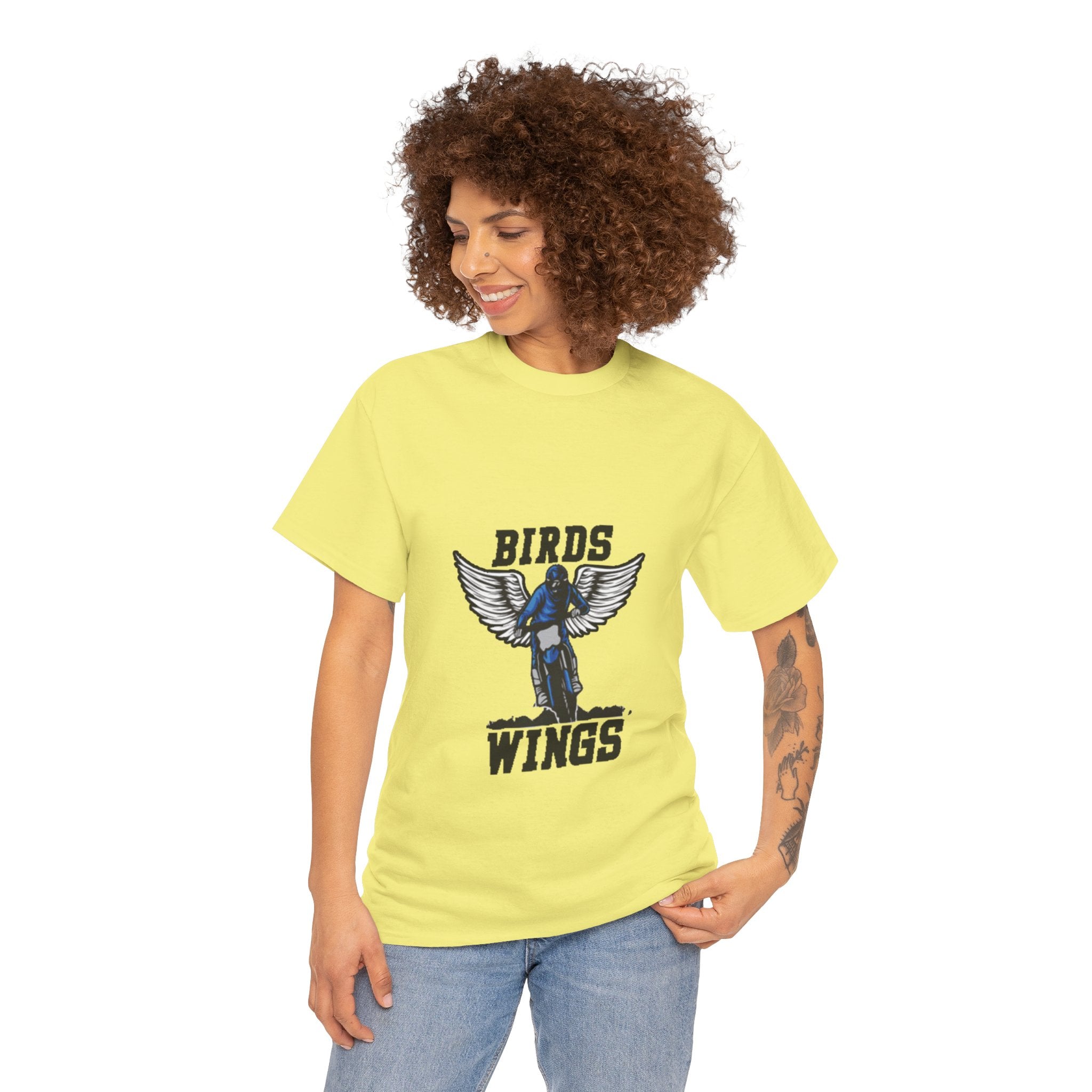 Wings of Freedom – Women’s Bird Wings Graphic T-Shirt for Free Spirits
