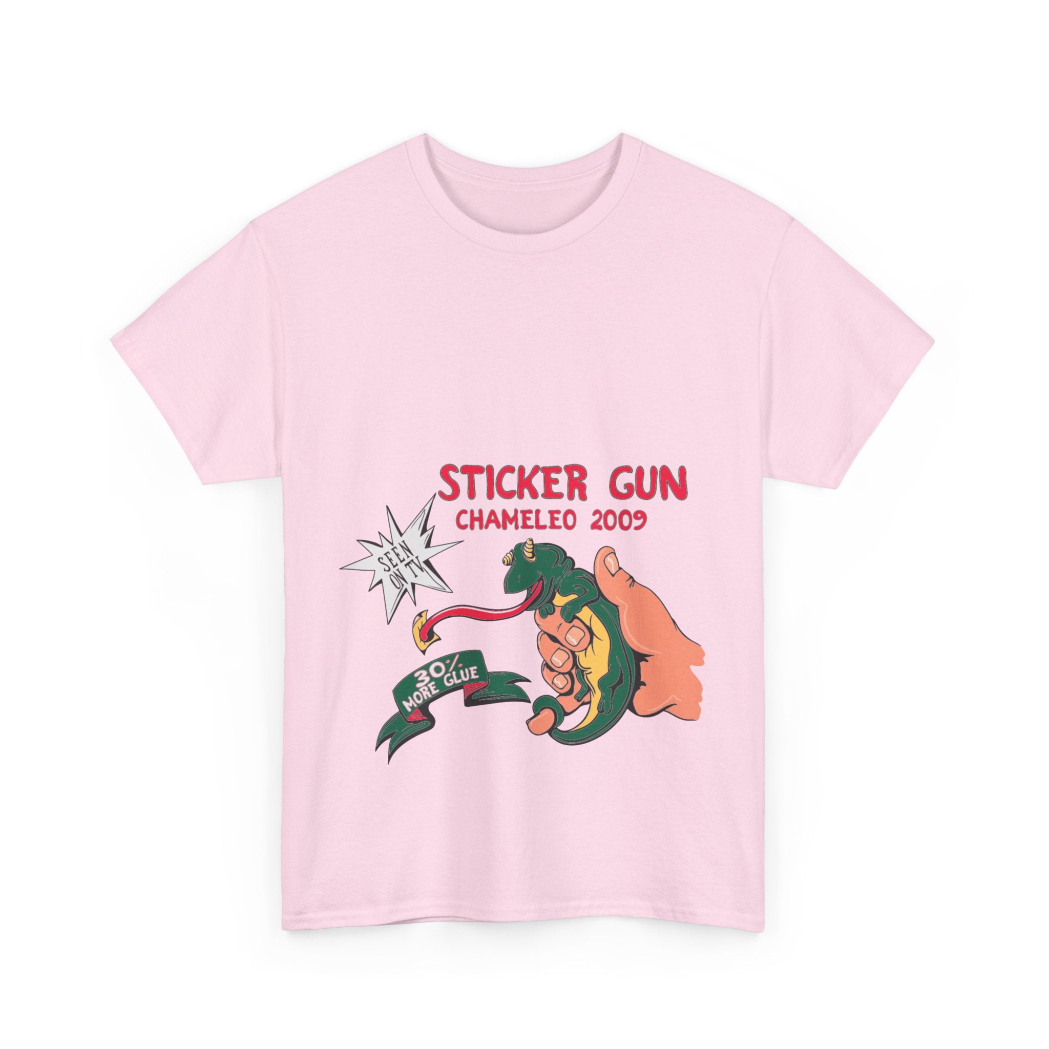 Retro Sticker Gun Unisex Heavy Cotton Tee - Nostalgic Graphic T-Shirt for Casual Wear
