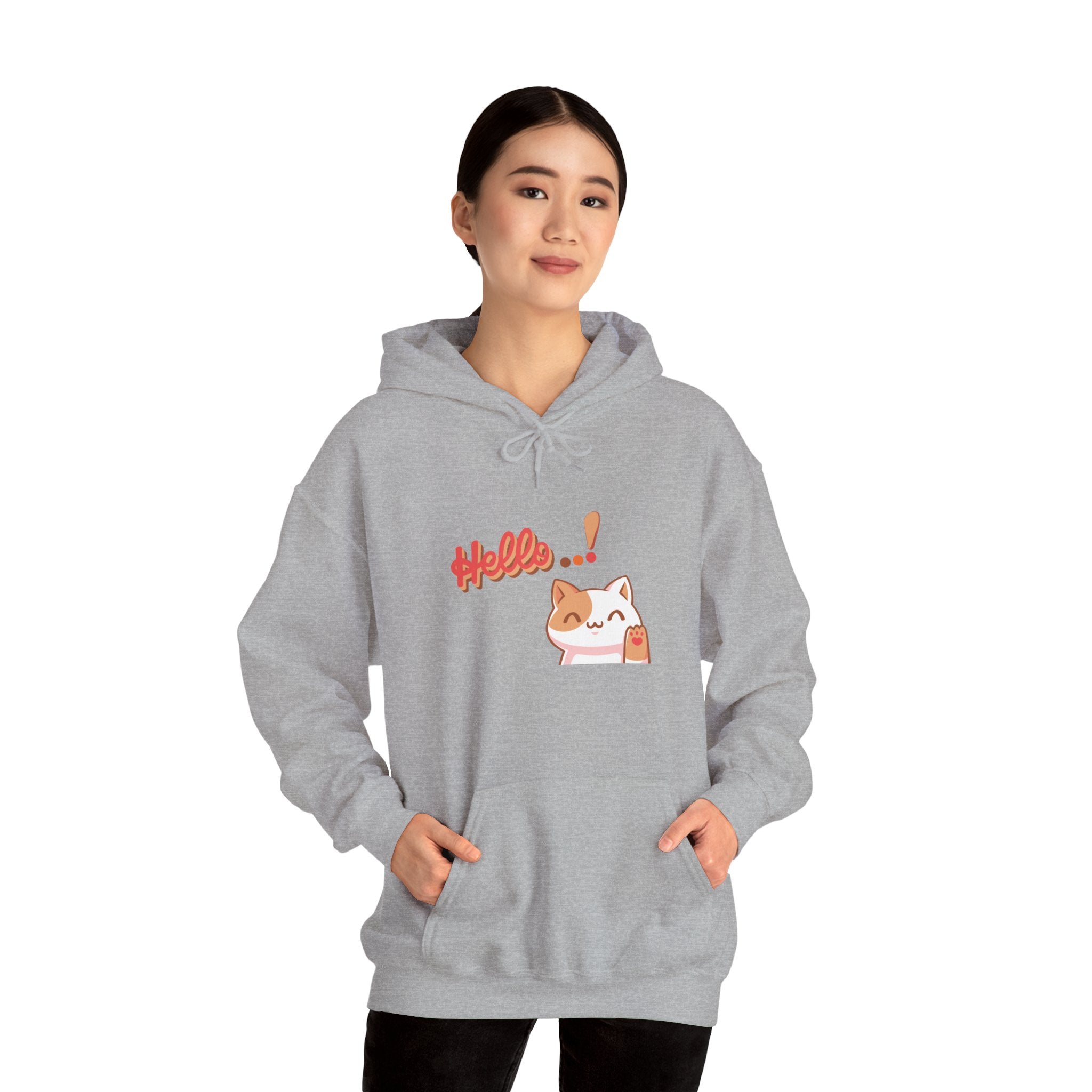 Hello Cat Hoodie – Cozy Unisex Graphic Sweatshirt