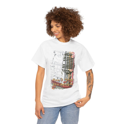 Retro Music Mic Unisex Heavy Cotton Tee - Perfect for Music Lovers & Events