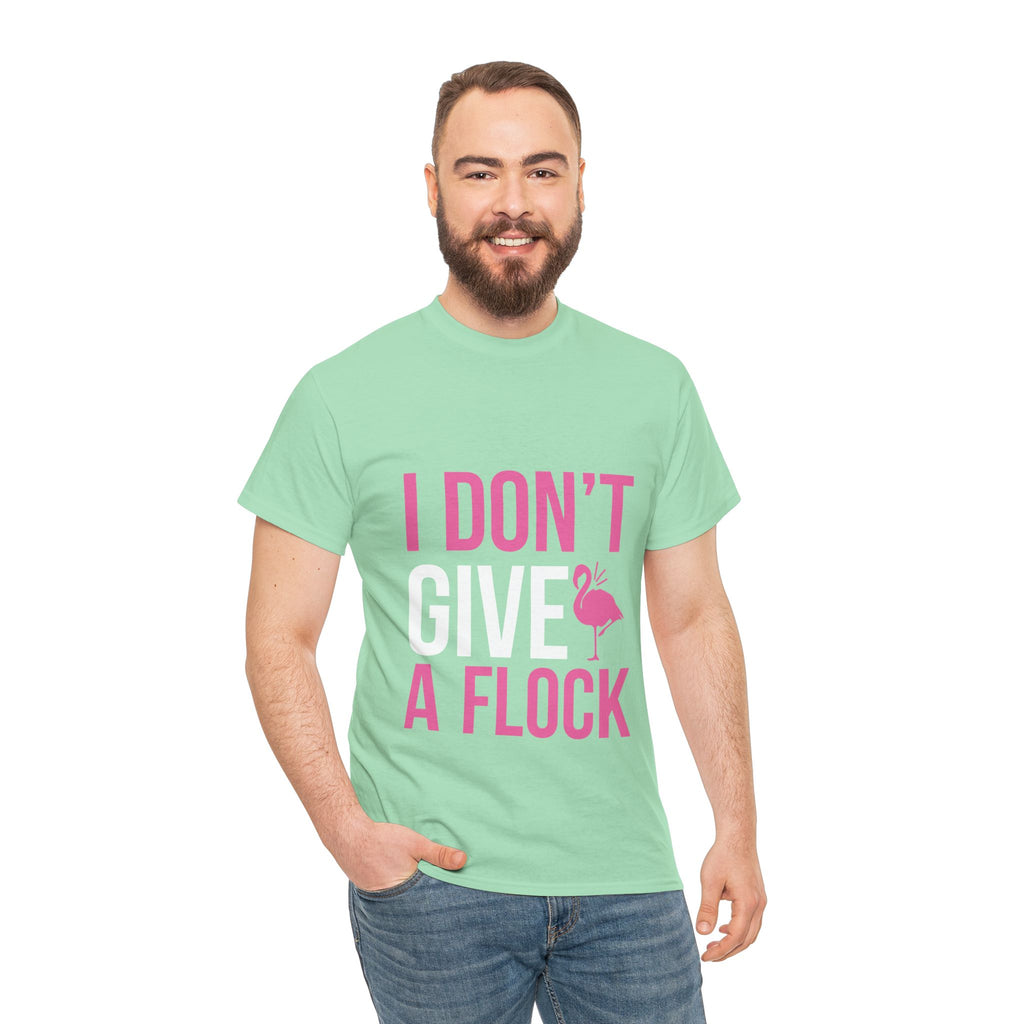 I Don’t Give a Flock – Women’s Heavy Cotton Flamingo Graphic T-Shirt