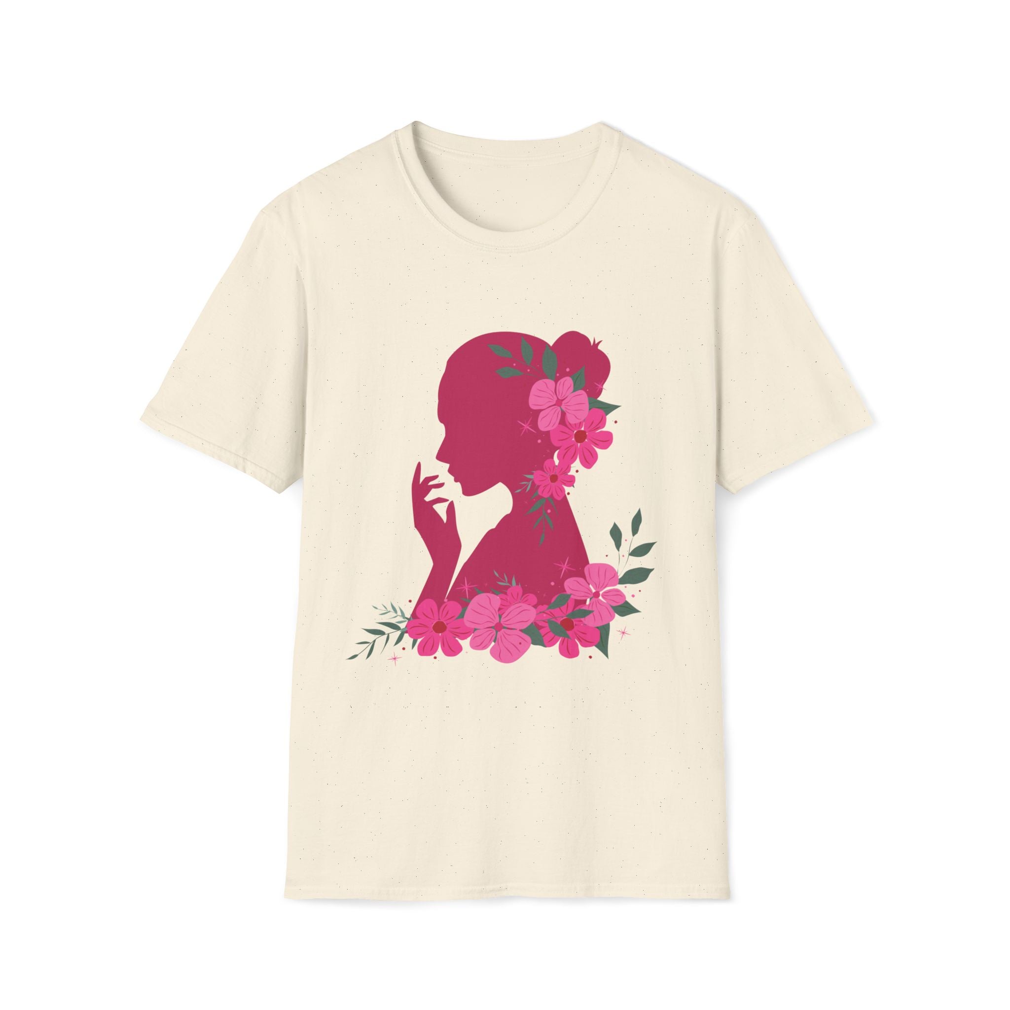 Love It! Floral Silhouette Graphic Tee, Elegant Women’s T-Shirt, Stylish Casual Wear, Gift for Fashion Lovers