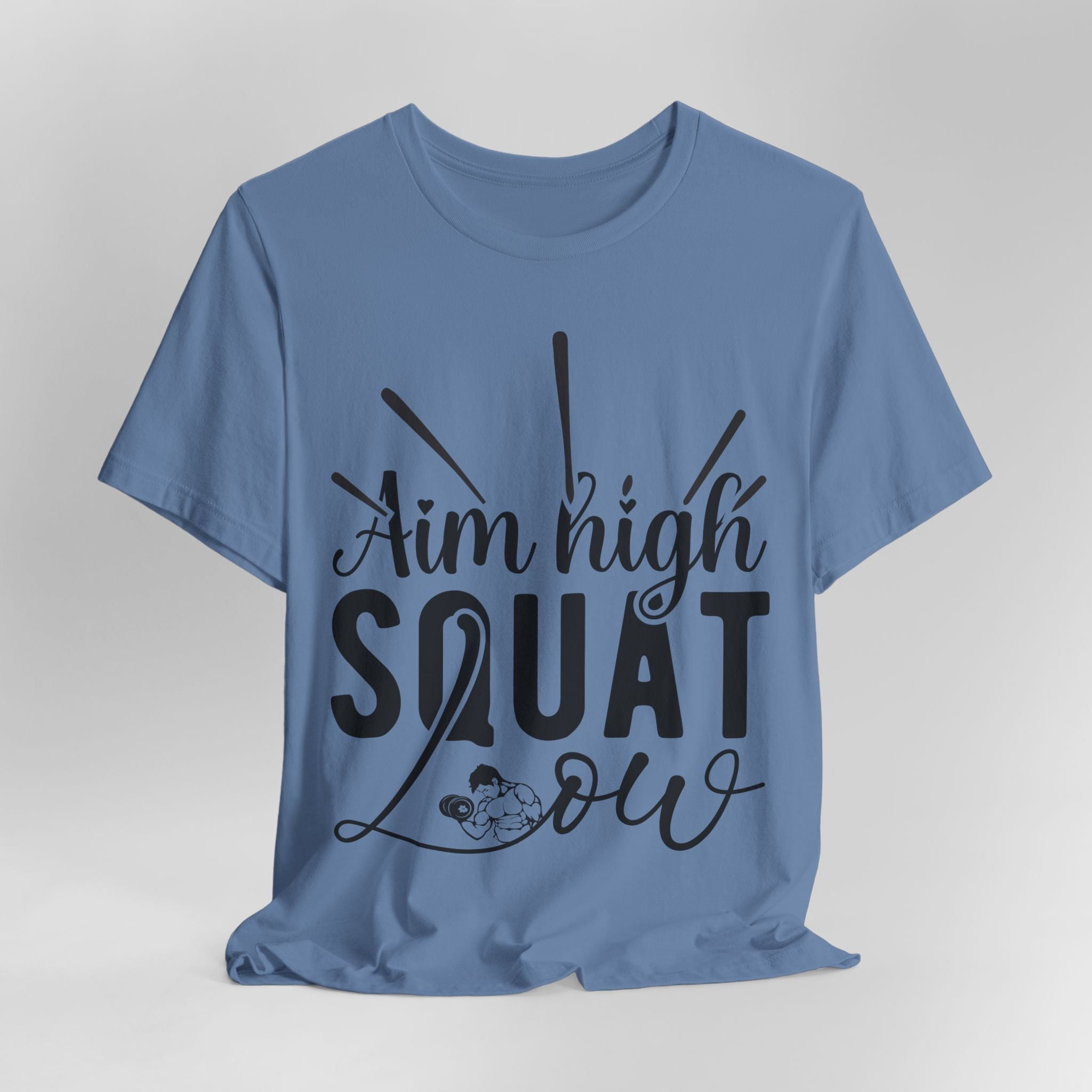Aim High, Squat Low – Men’s Motivational Gym T-Shirt