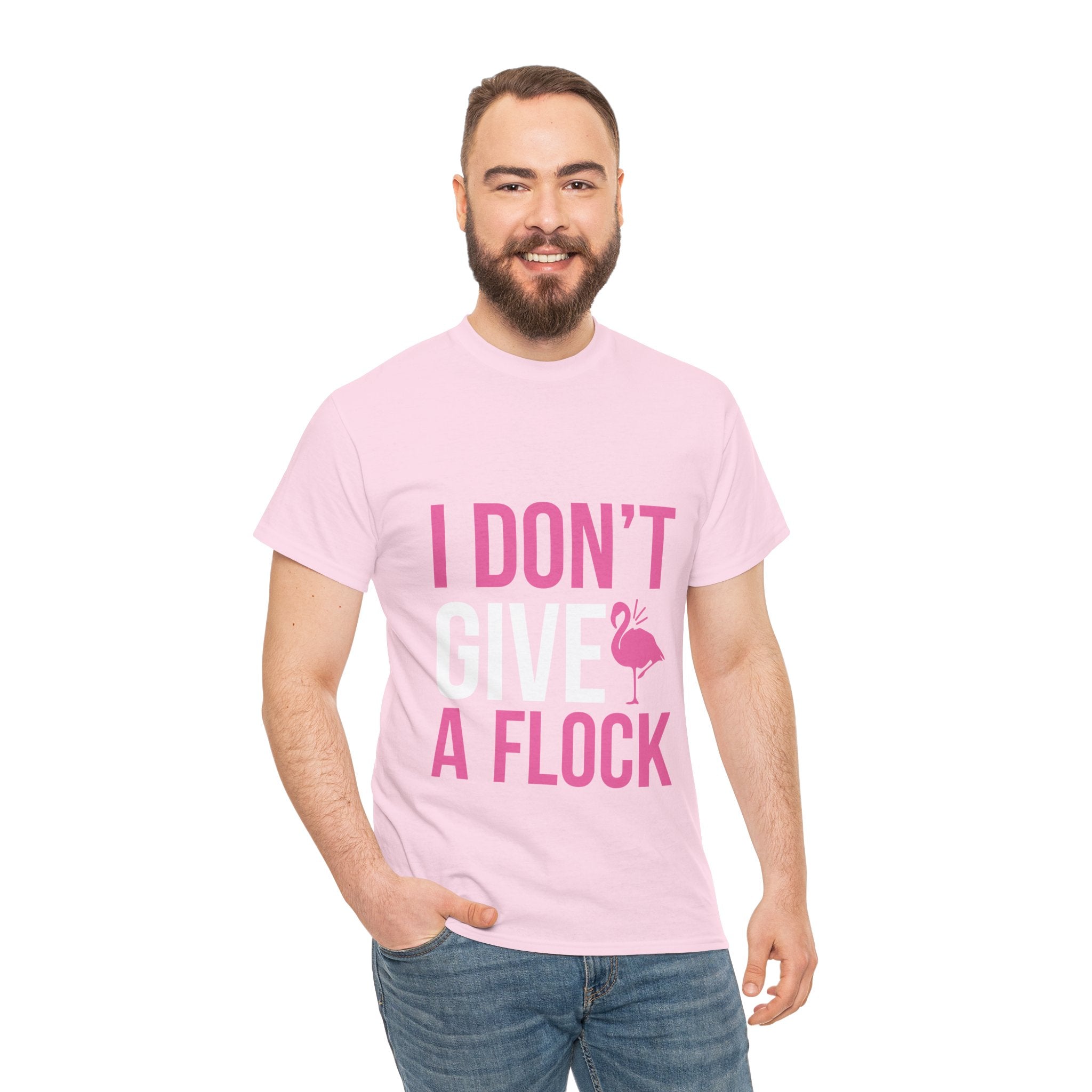 I Don’t Give a Flock – Women’s Heavy Cotton Flamingo Graphic T-Shirt