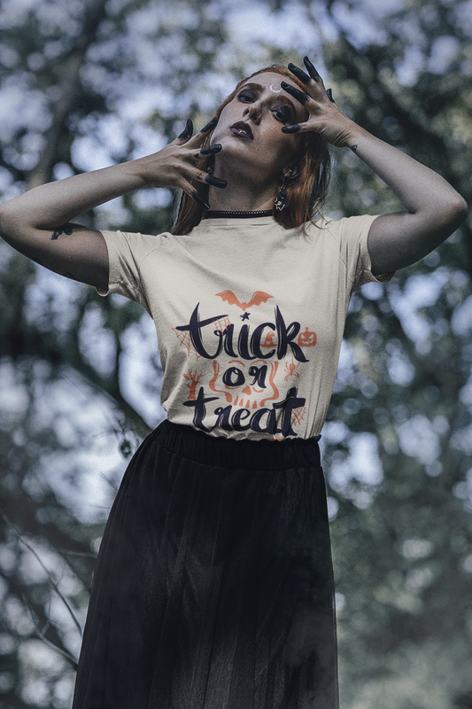 Women’s Trick or Treat Halloween T-Shirt – Spooky & Fun Graphic Tee