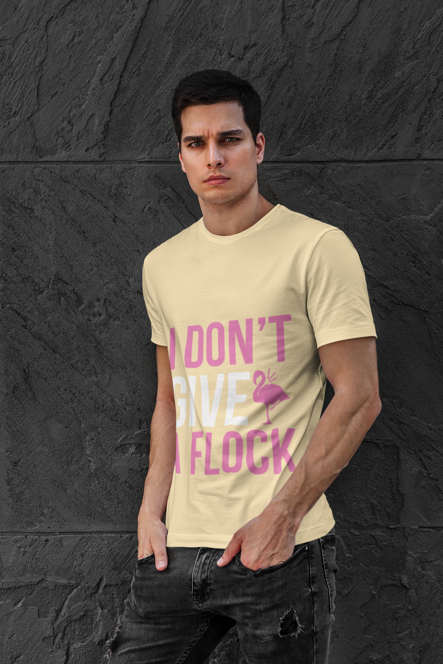 I Don’t Flock – Men’s Heavy Cotton Flamingo Graphic T-Shirt