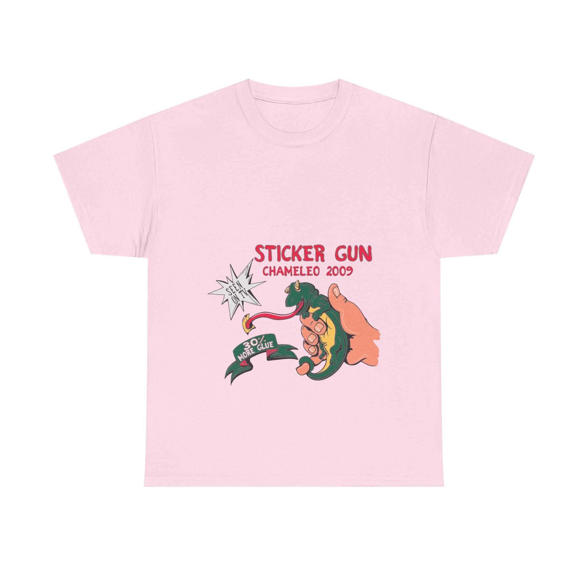 Retro Sticker Gun Unisex Heavy Cotton Tee - Nostalgic Graphic T-Shirt for Casual Wear