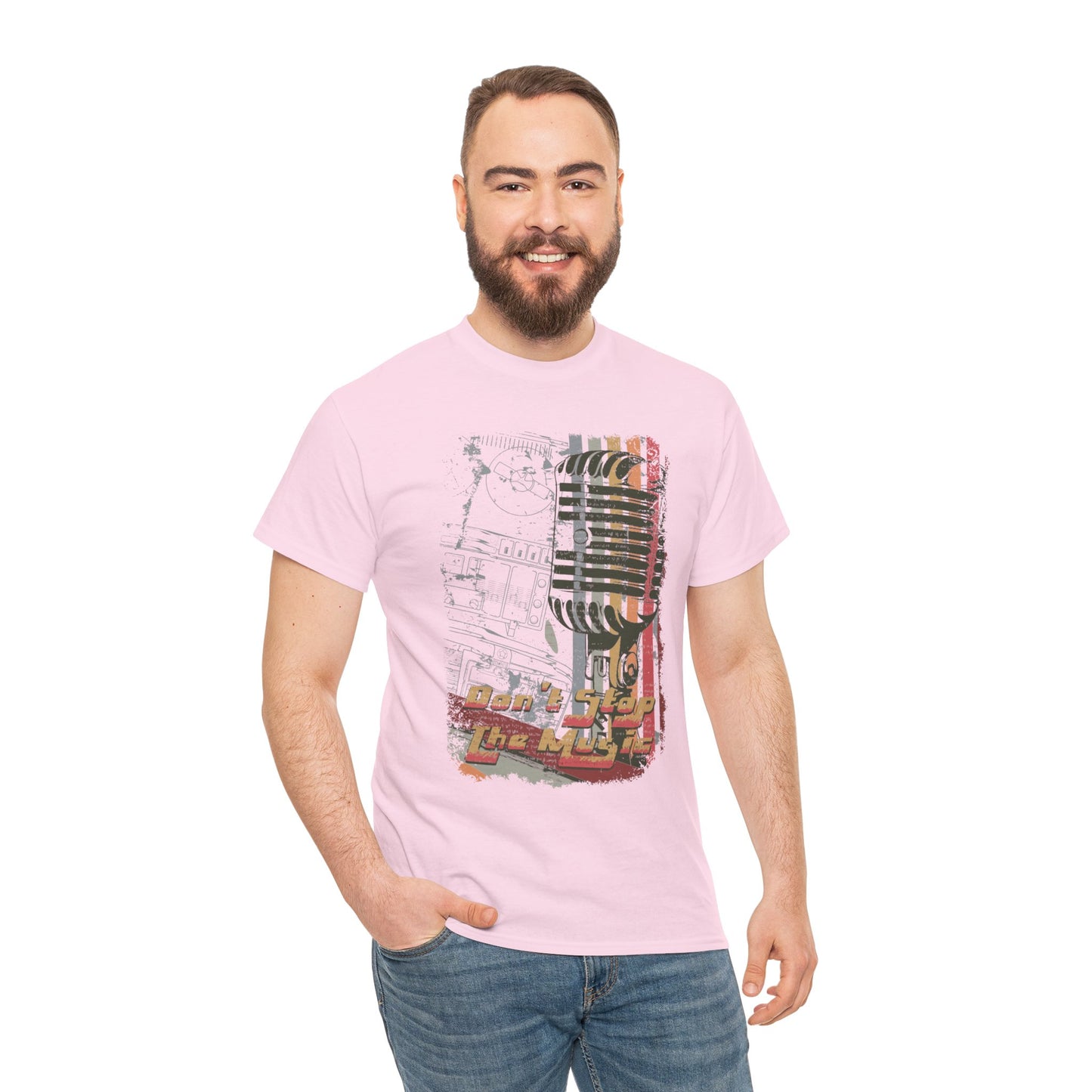 Retro Music Mic Unisex Heavy Cotton Tee - Perfect for Music Lovers & Events