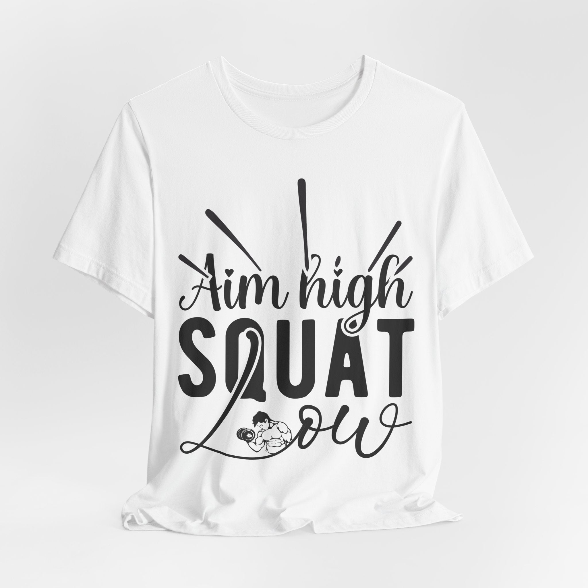 Aim High, Squat Low – Men’s Motivational Gym T-Shirt