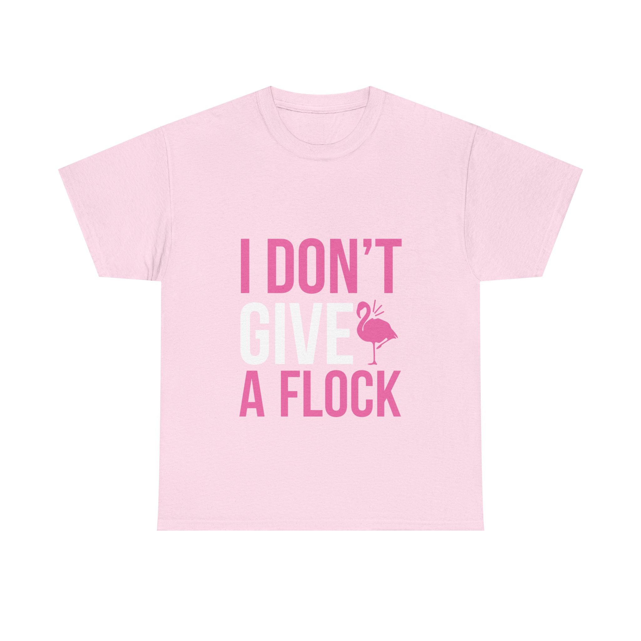 I Don’t Give a Flock – Women’s Heavy Cotton Flamingo Graphic T-Shirt