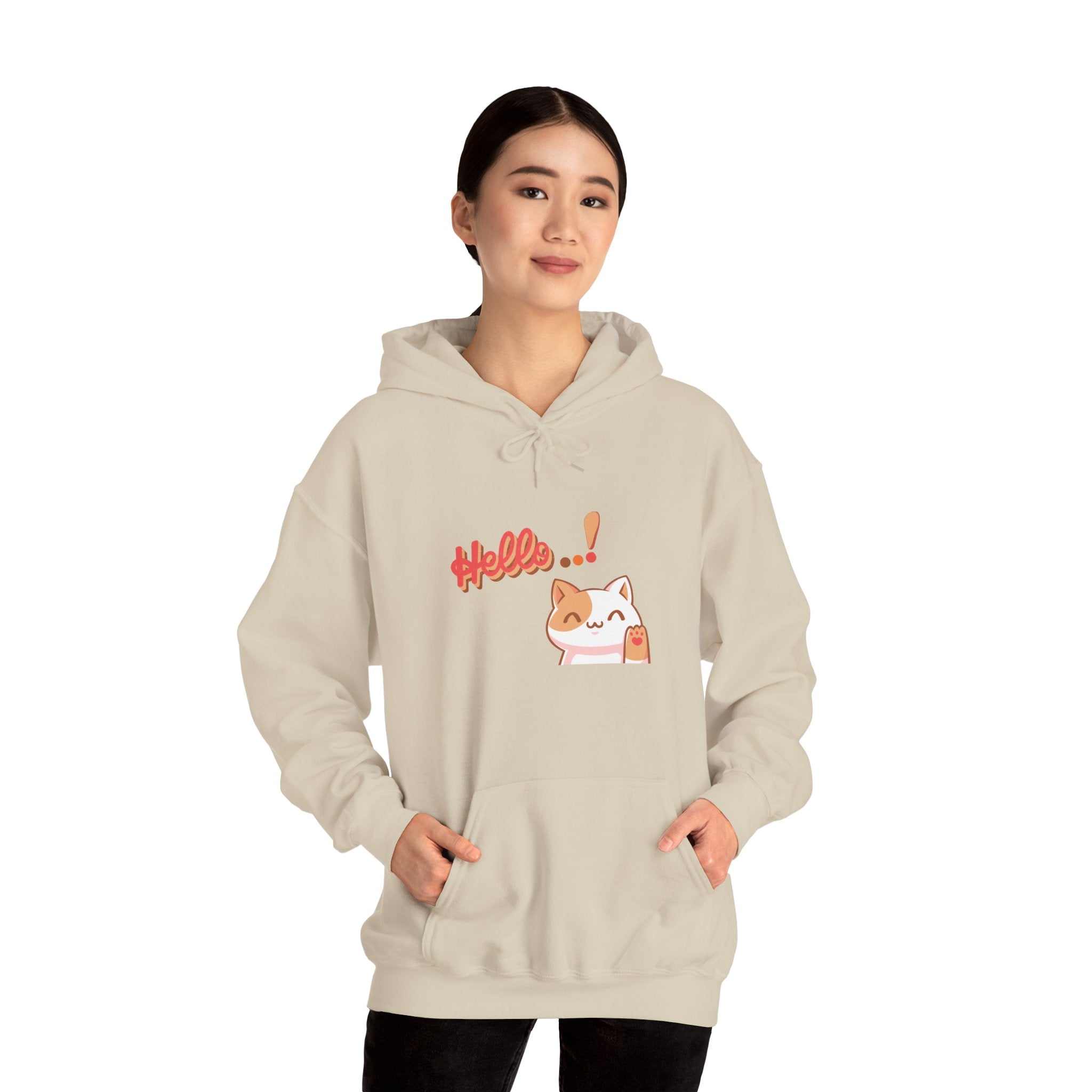 Hello Cat Hoodie – Cozy Unisex Graphic Sweatshirt