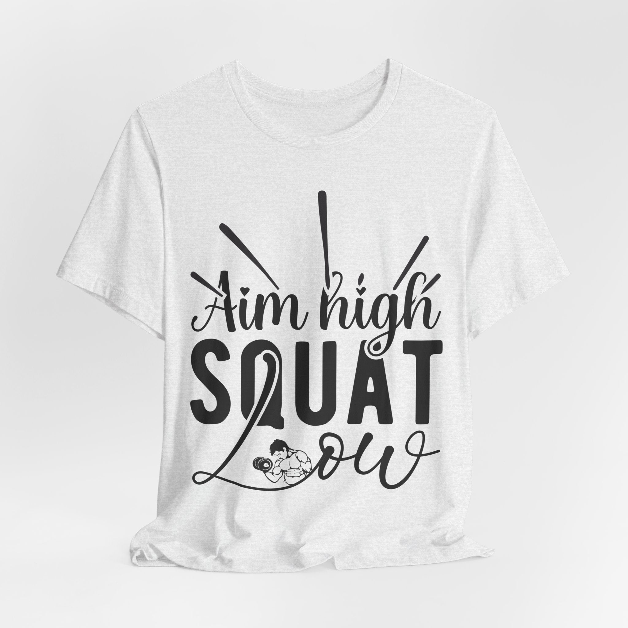 Aim High, Squat Low – Men’s Motivational Gym T-Shirt