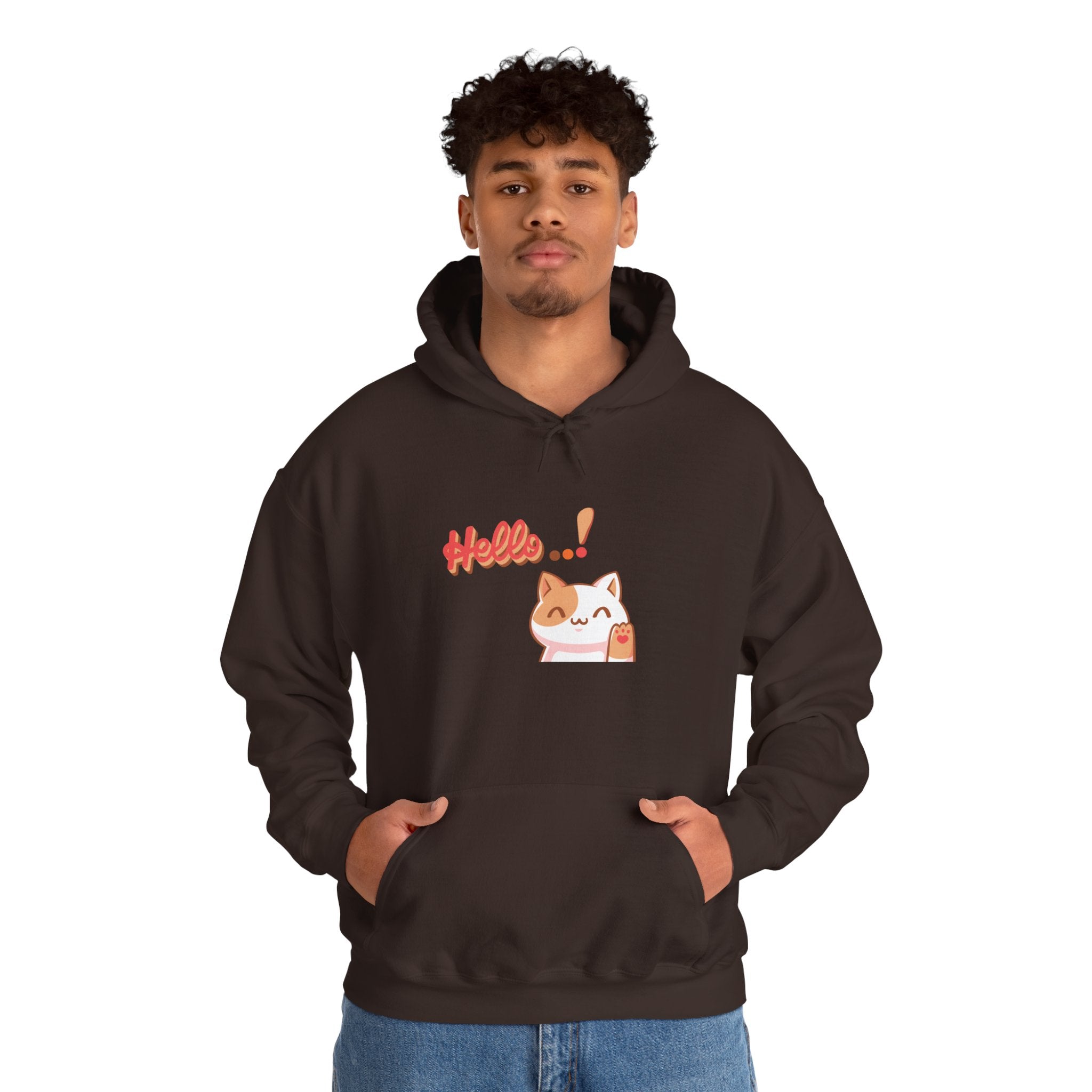 Hello Cat Hoodie – Cozy Unisex Graphic Sweatshirt