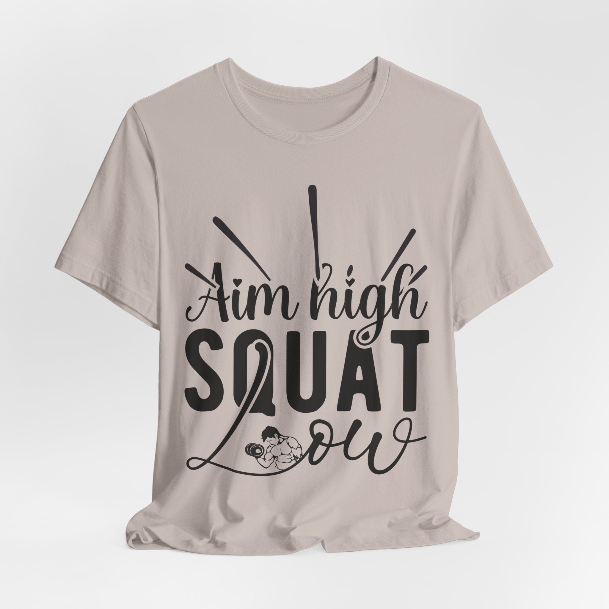 Aim High, Squat Low – Men’s Motivational Gym T-Shirt