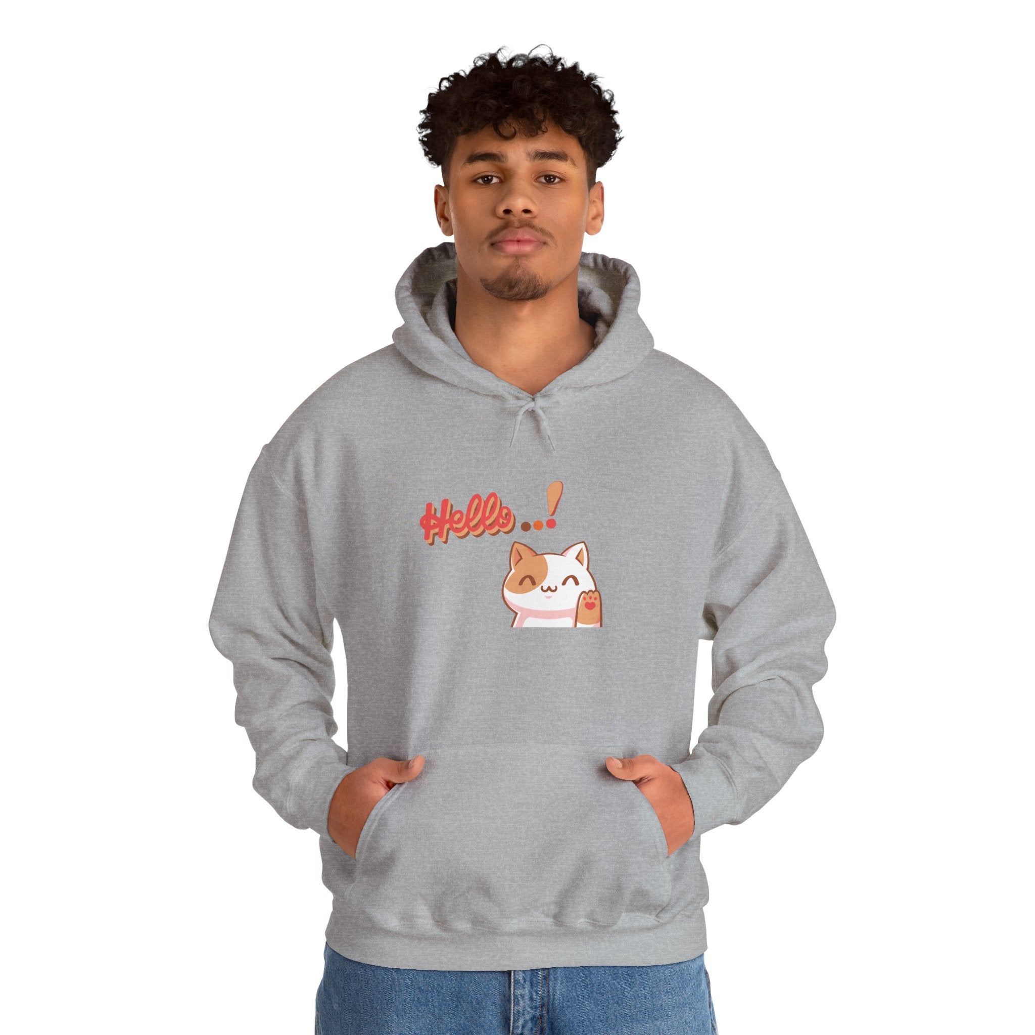 Hello Cat Hoodie – Cozy Unisex Graphic Sweatshirt