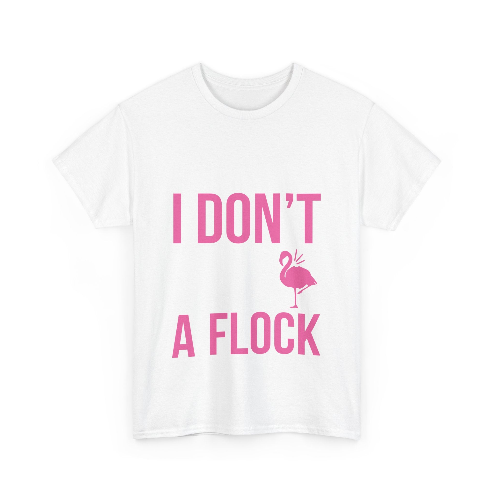 I Don’t Give a Flock – Women’s Heavy Cotton Flamingo Graphic T-Shirt