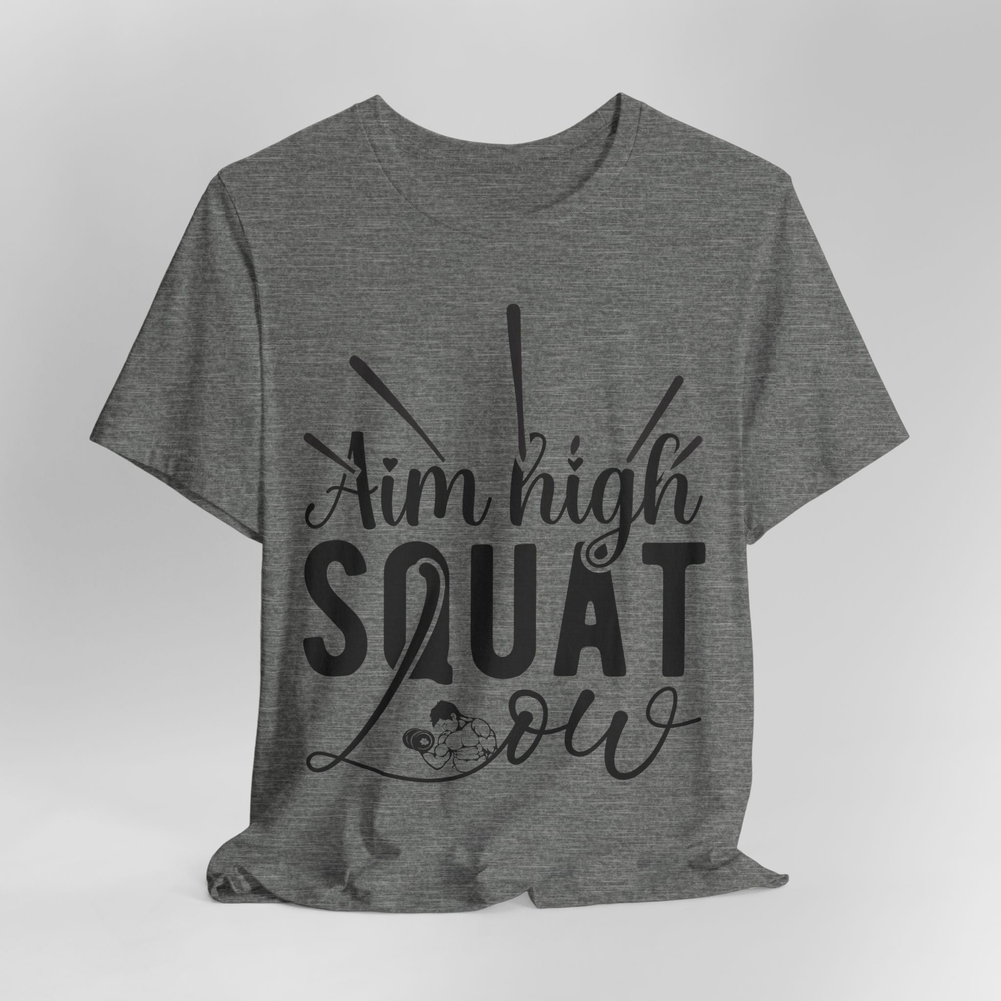 Aim High, Squat Low – Men’s Motivational Gym T-Shirt