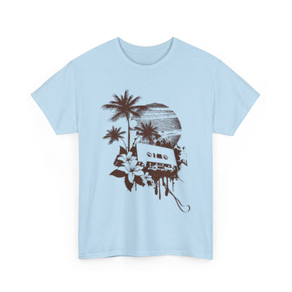 Retro Vibes Unisex Heavy Cotton Tee with Floral Cassette Design