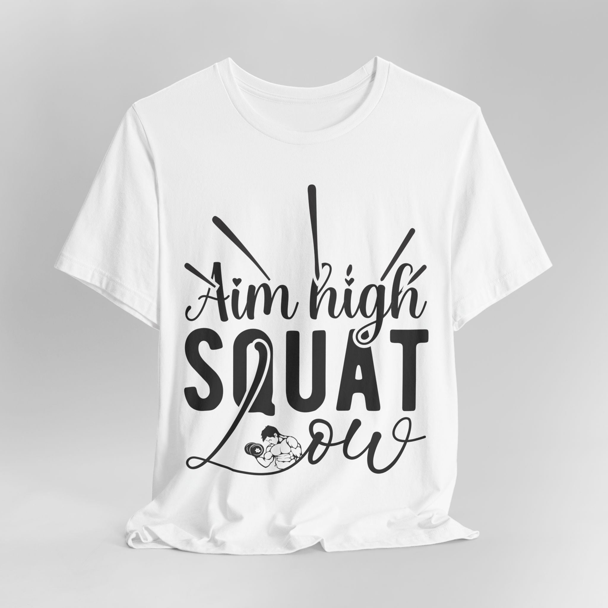 Aim High, Squat Low – Men’s Motivational Gym T-Shirt