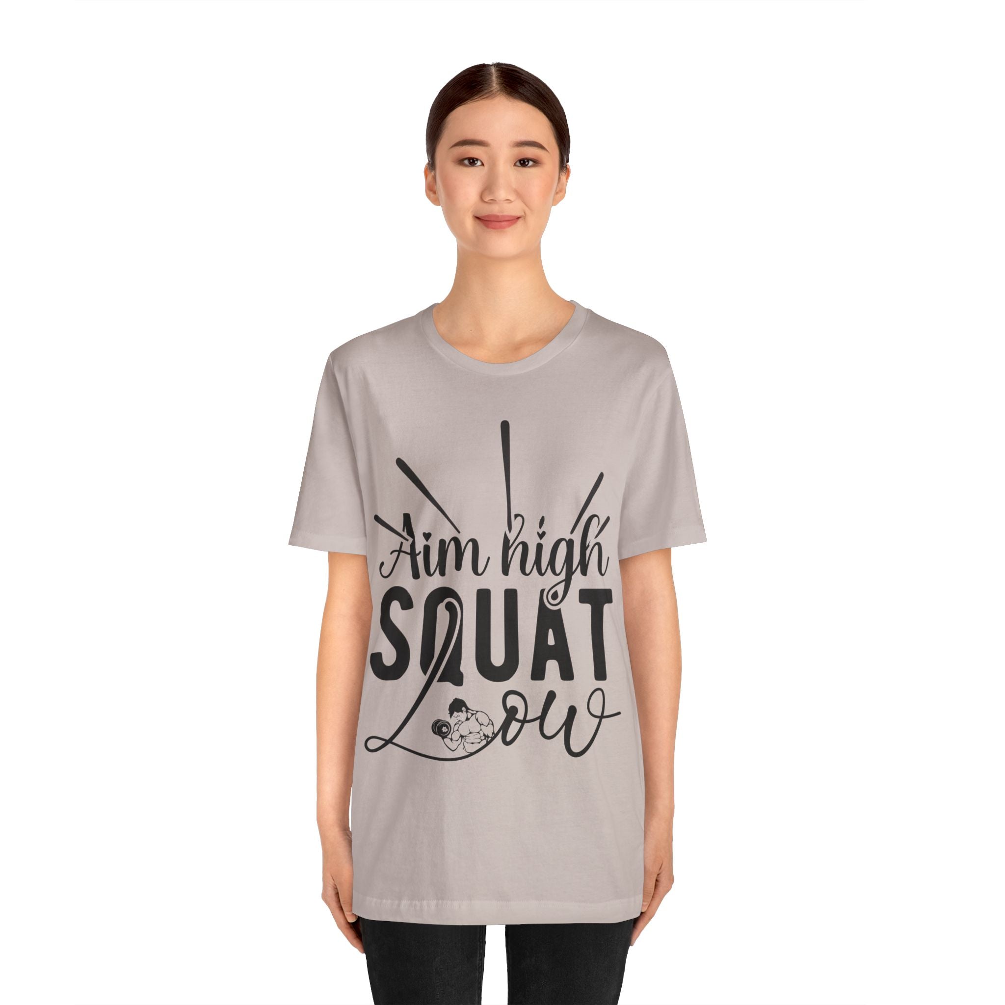 Aim High, Squat Low – Women’s Motivational Workout T-Shirt