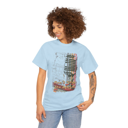 Retro Music Mic Unisex Heavy Cotton Tee - Perfect for Music Lovers & Events