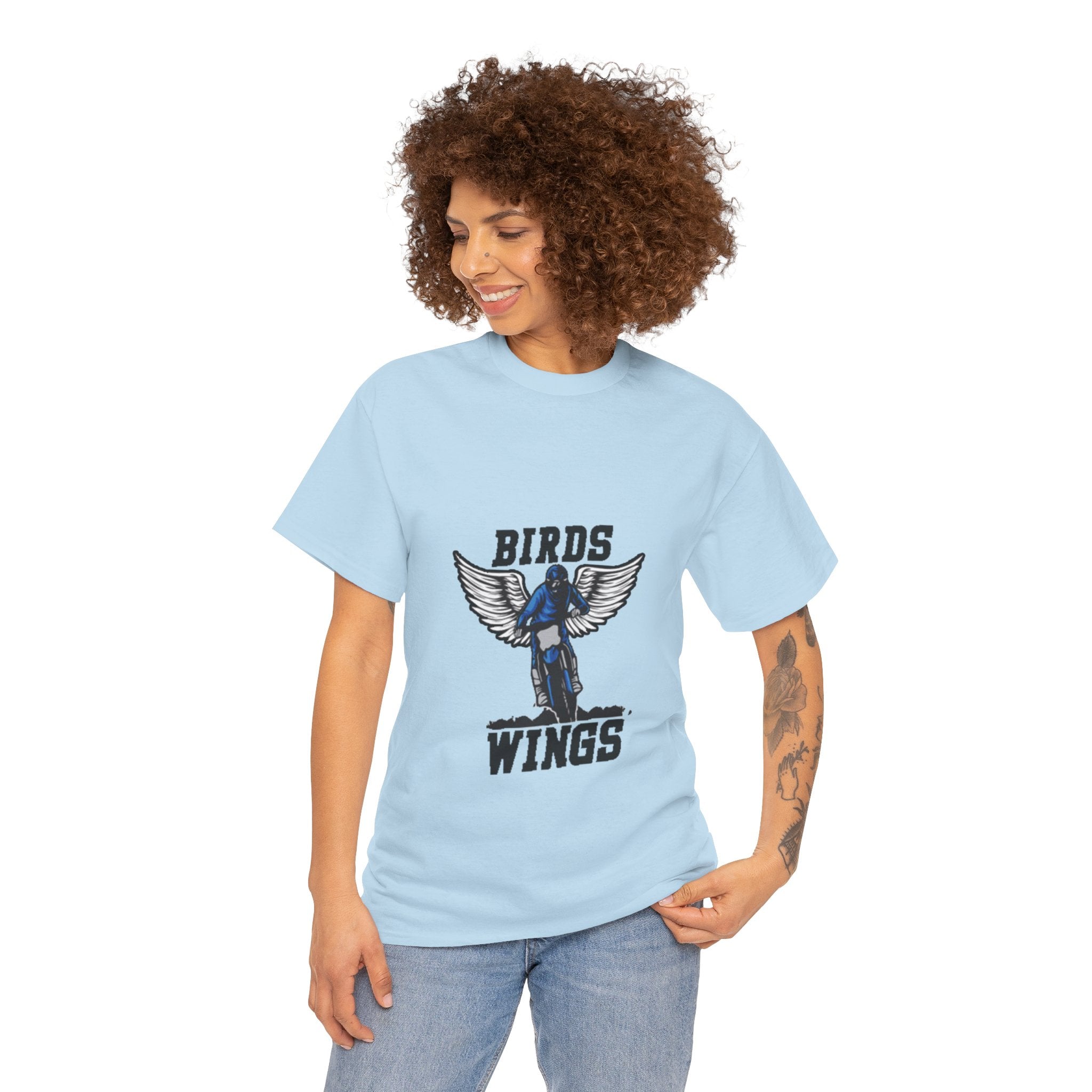 Wings of Freedom – Women’s Bird Wings Graphic T-Shirt for Free Spirits