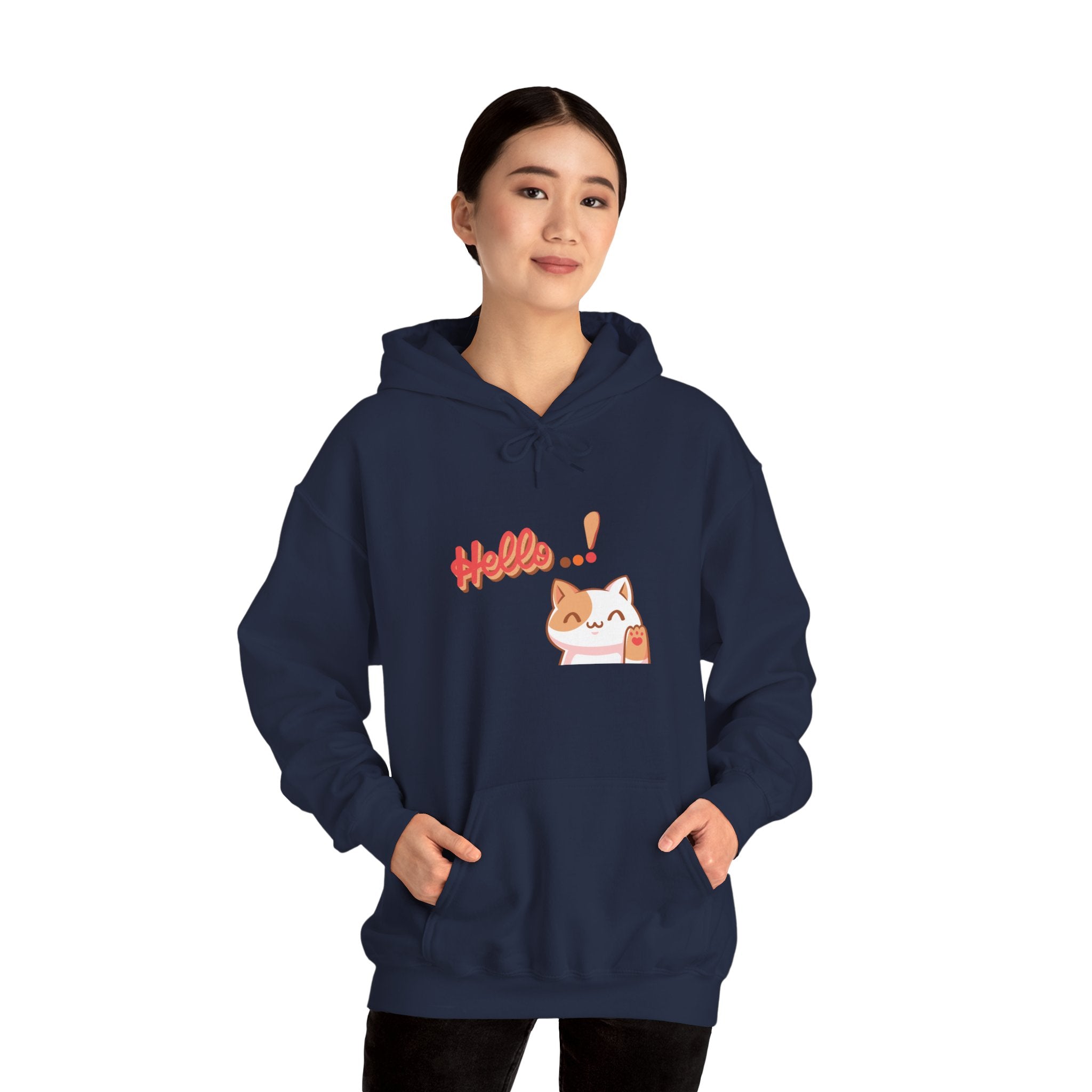 Hello Cat Hoodie – Cozy Unisex Graphic Sweatshirt