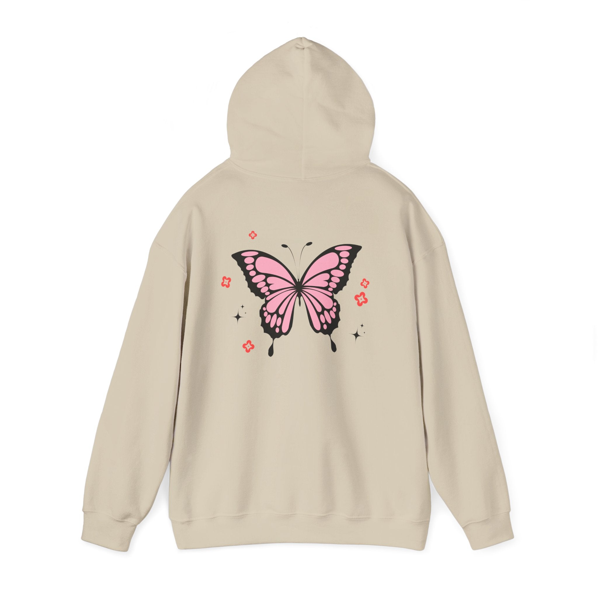 Pink Butterfly Hoodie – Cozy Unisex Nature Aesthetic Wear