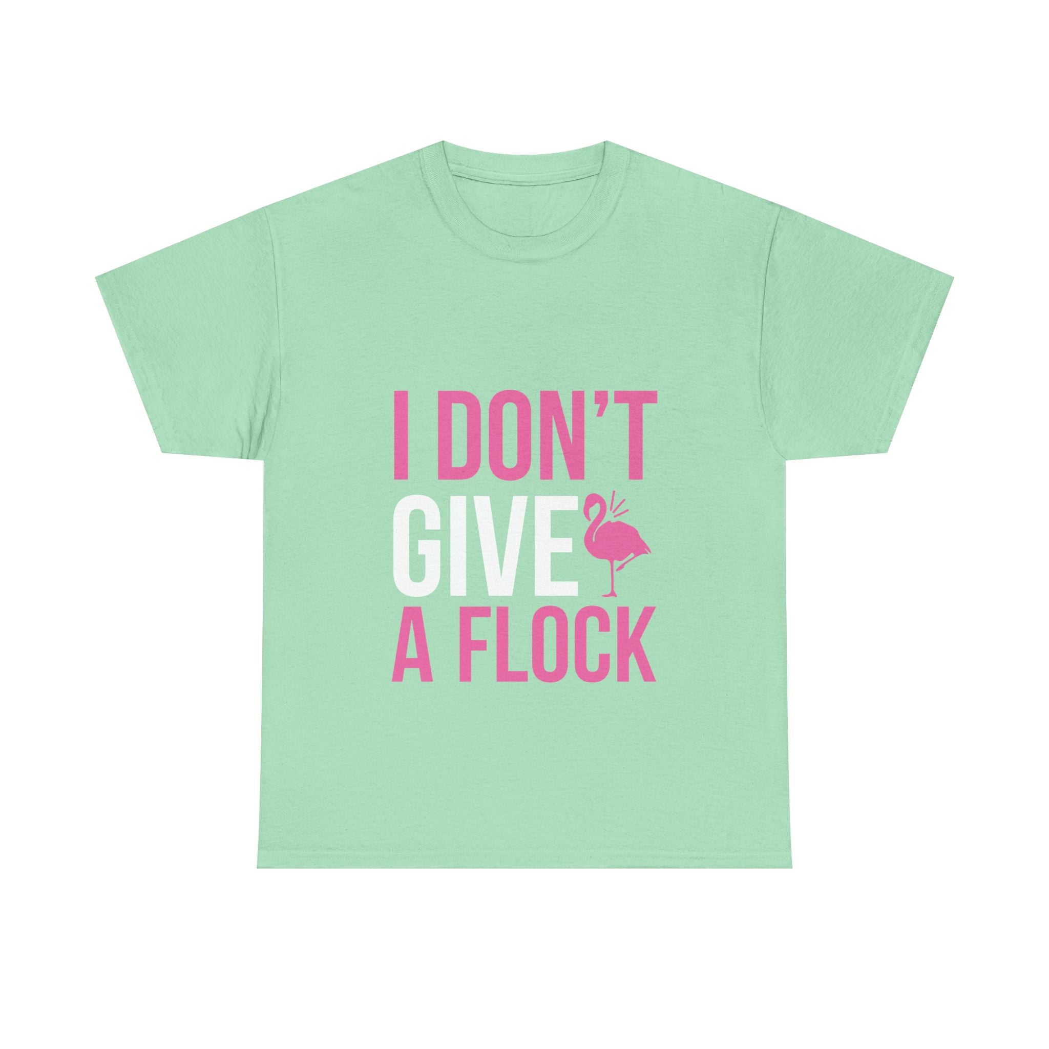 I Don’t Give a Flock – Women’s Heavy Cotton Flamingo Graphic T-Shirt