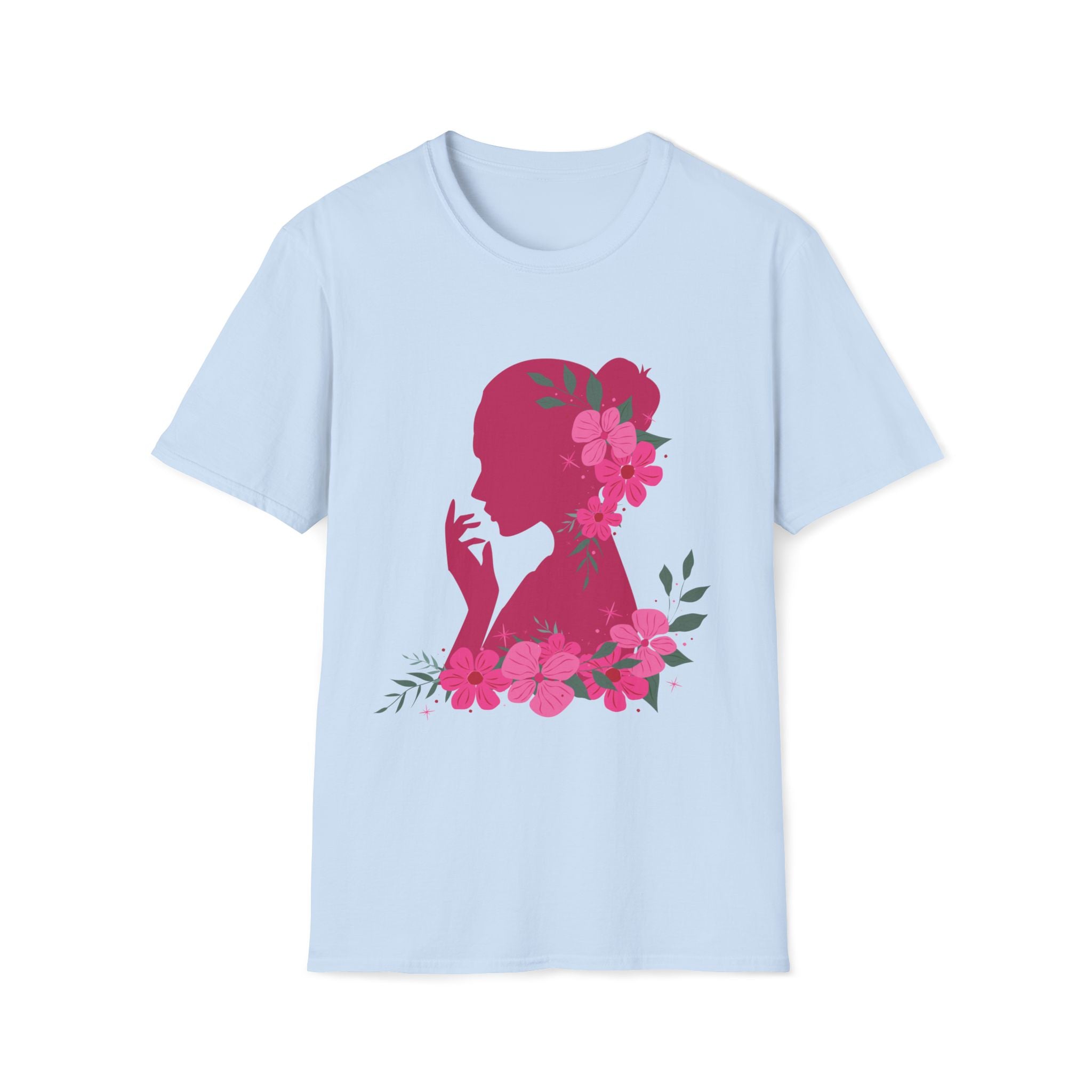 Love It! Floral Silhouette Graphic Tee, Elegant Women’s T-Shirt, Stylish Casual Wear, Gift for Fashion Lovers