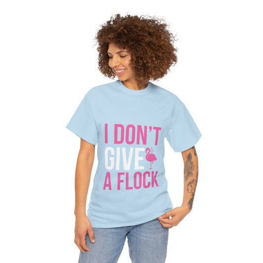 I Don’t Give a Flock – Women’s Heavy Cotton Flamingo Graphic T-Shirt