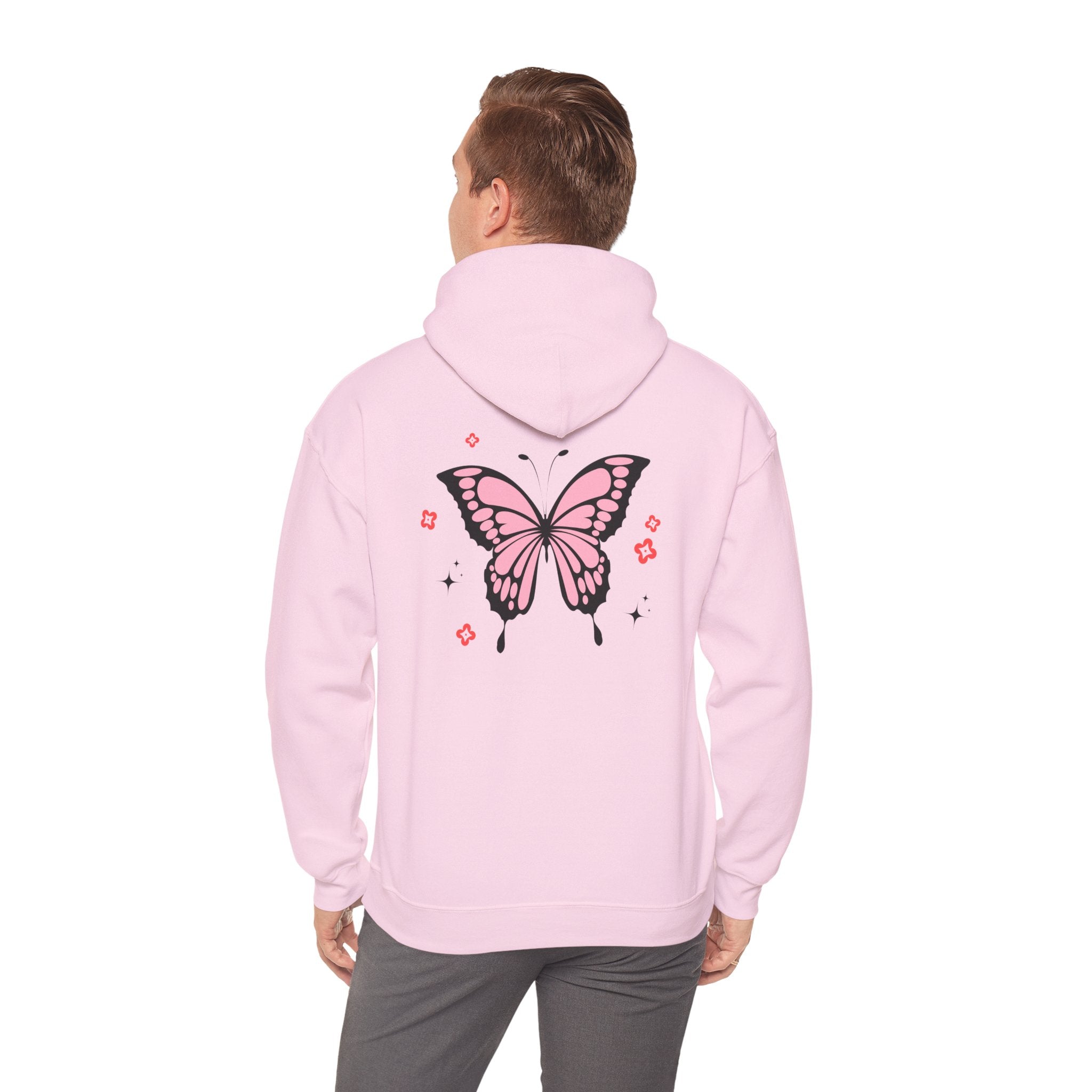 Pink Butterfly Hoodie – Cozy Unisex Nature Aesthetic Wear