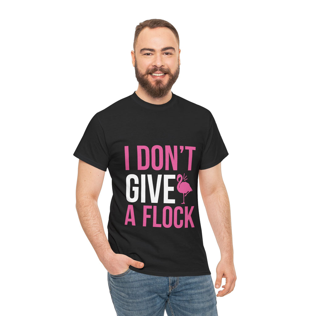 I Don’t Give a Flock – Women’s Heavy Cotton Flamingo Graphic T-Shirt