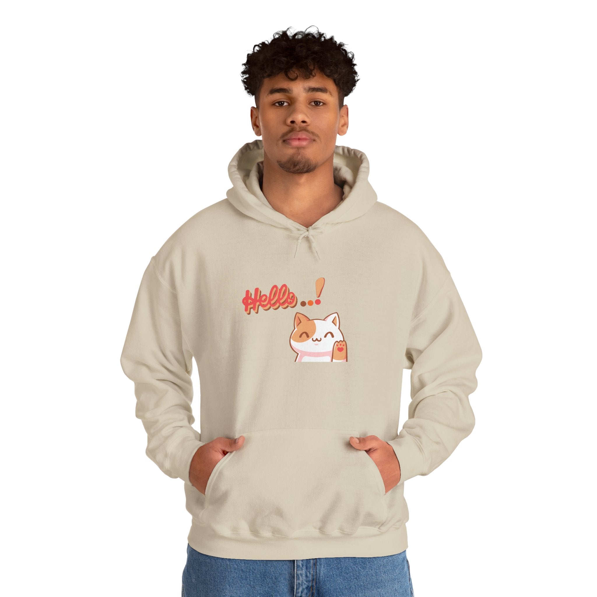 Hello Cat Hoodie – Cozy Unisex Graphic Sweatshirt