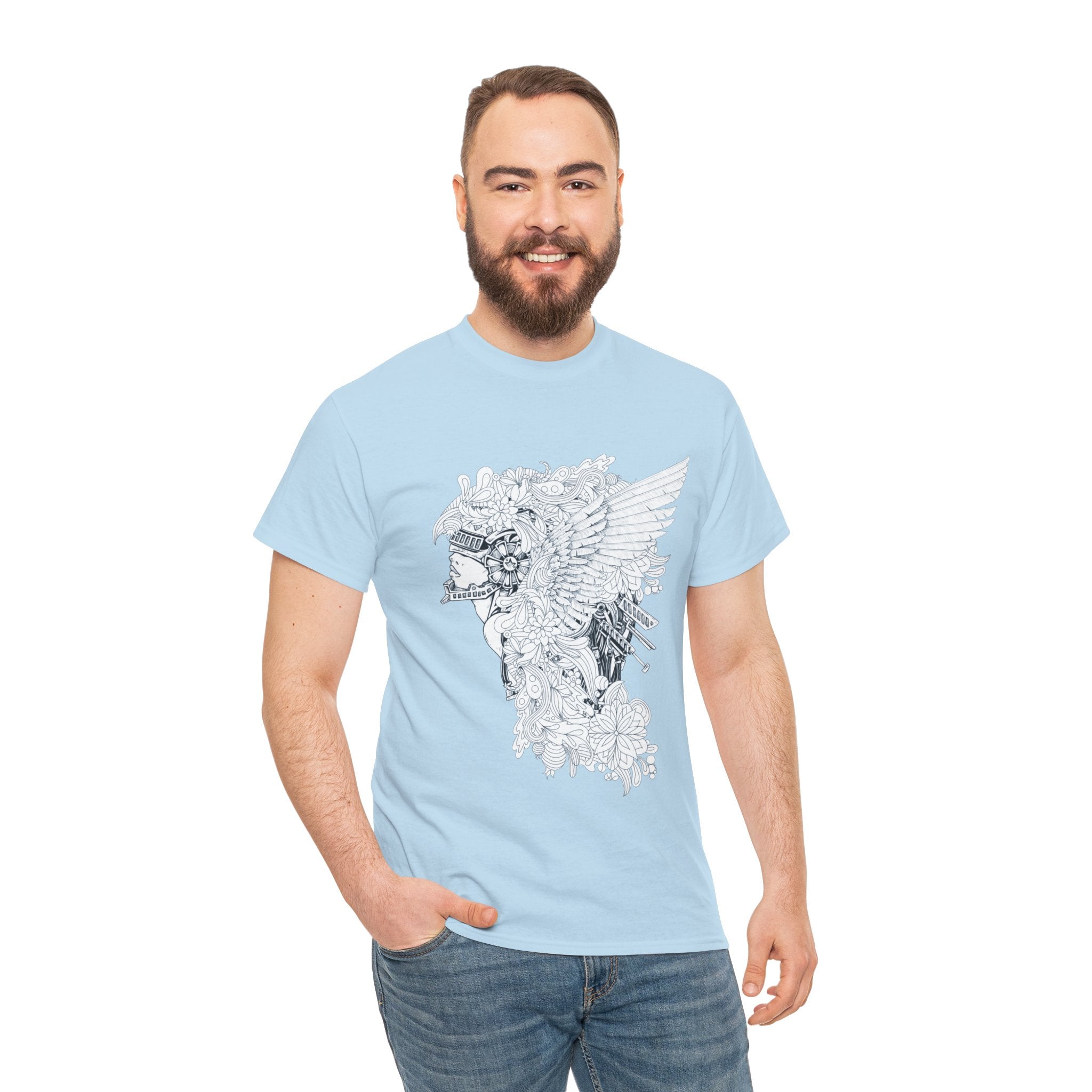 Artistic Eagle – Men’s Heavy Cotton T-Shirt with Ethereal Wing Design