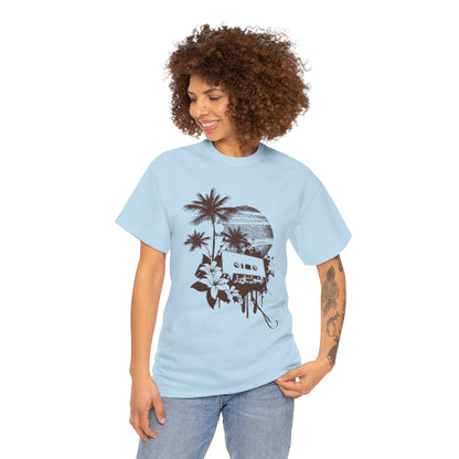 Retro Vibes Unisex Heavy Cotton Tee with Floral Cassette Design