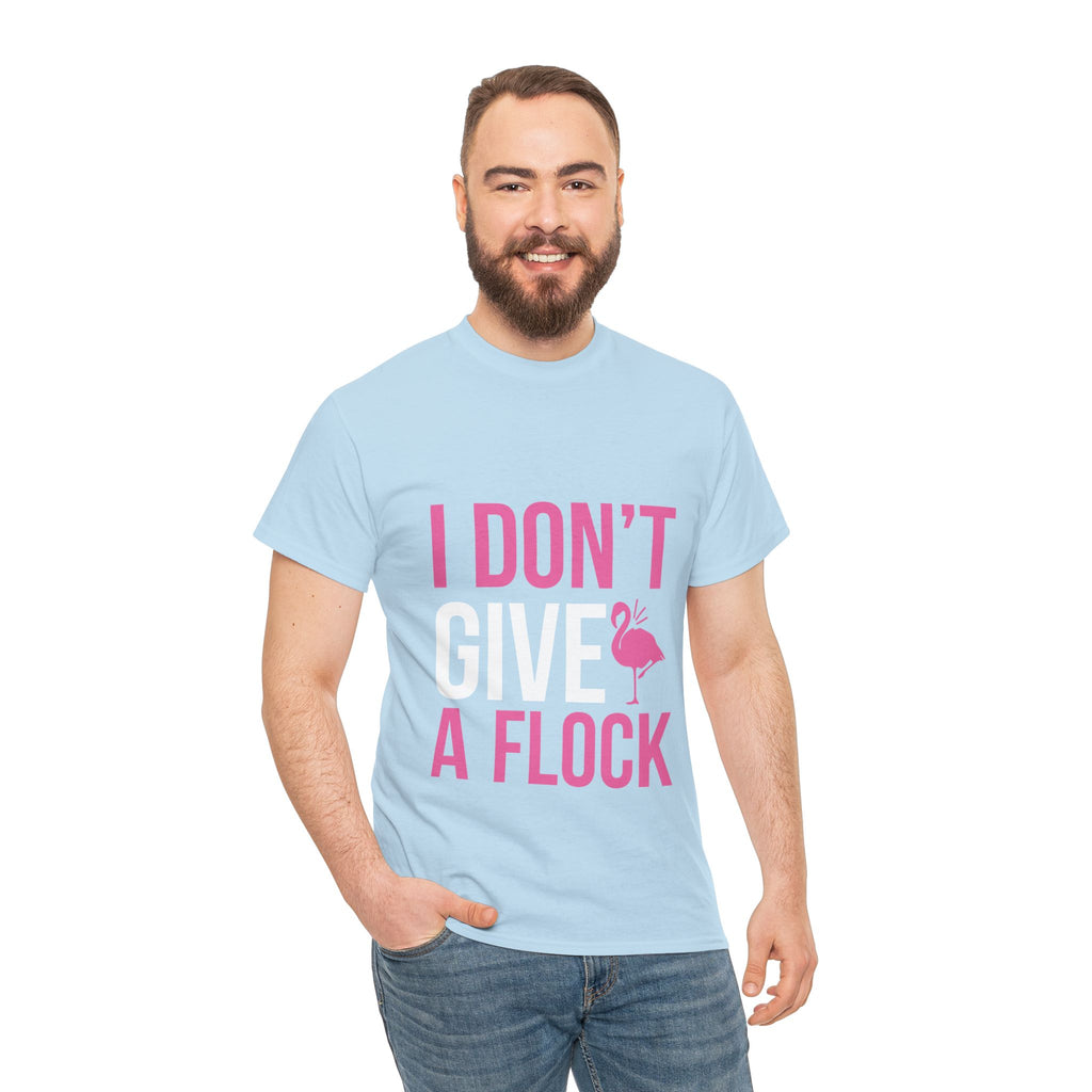I Don’t Give a Flock – Women’s Heavy Cotton Flamingo Graphic T-Shirt