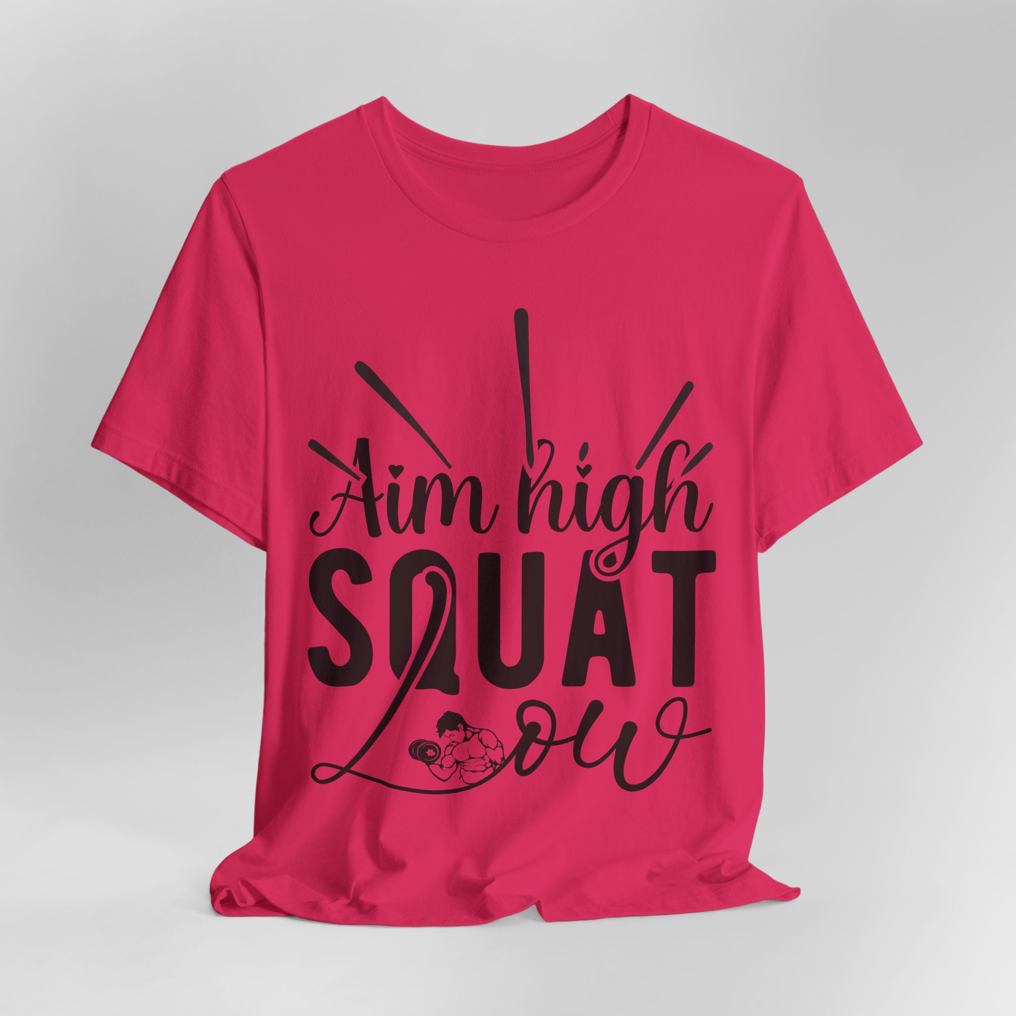 Aim High, Squat Low – Men’s Motivational Gym T-Shirt