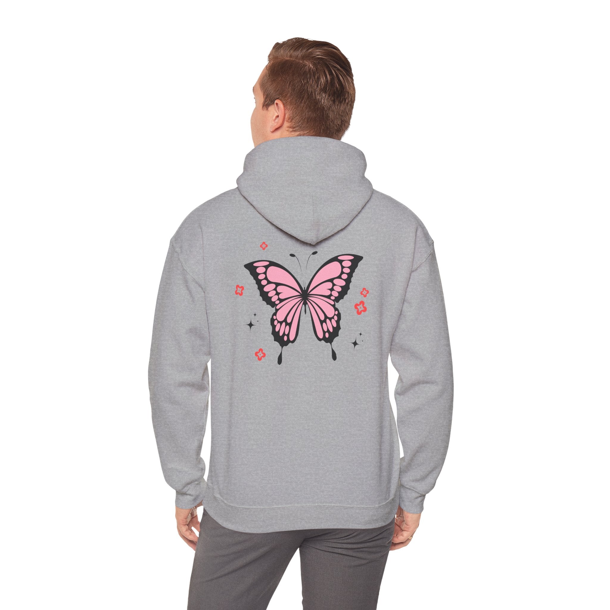 Pink Butterfly Hoodie – Cozy Unisex Nature Aesthetic Wear