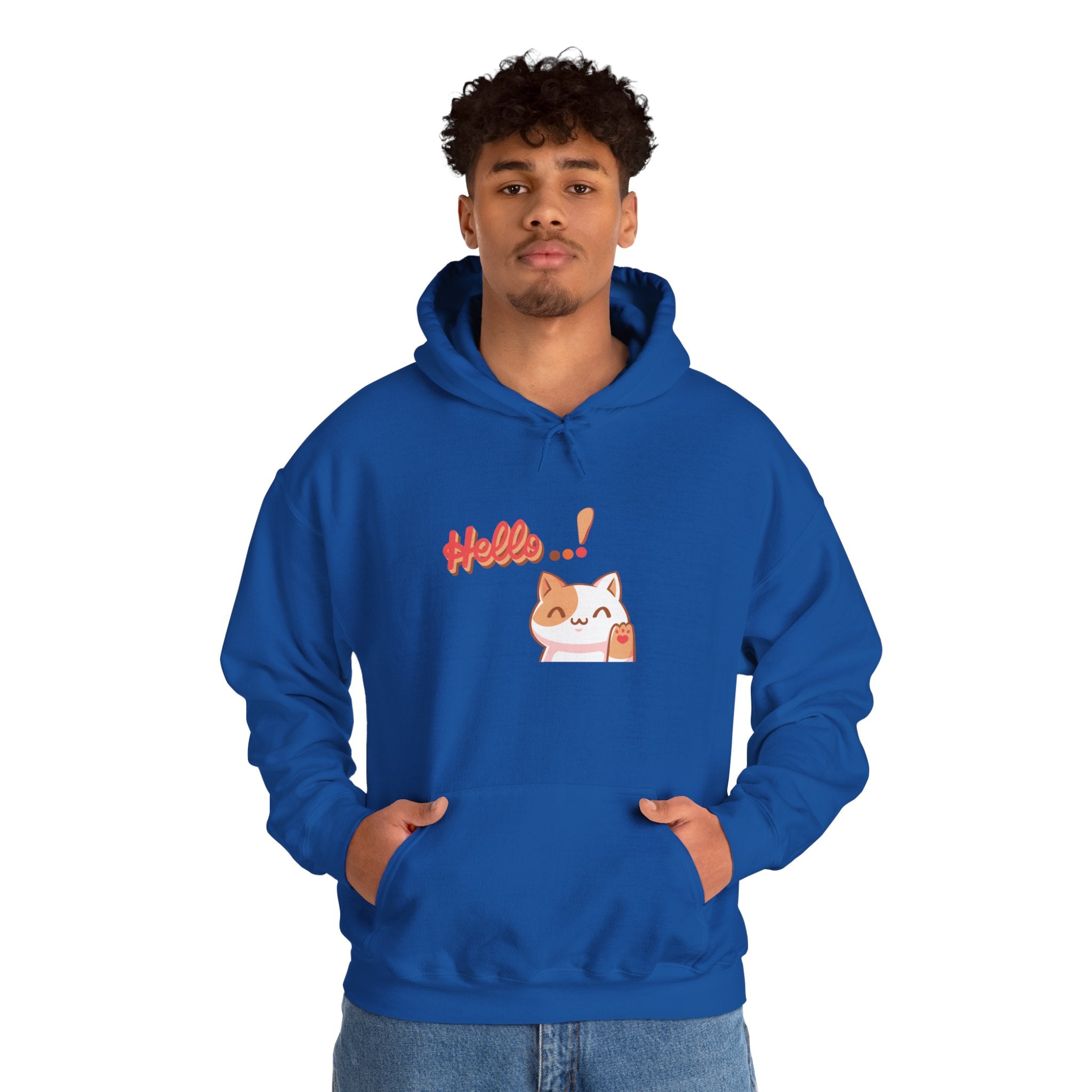 Hello Cat Hoodie – Cozy Unisex Graphic Sweatshirt
