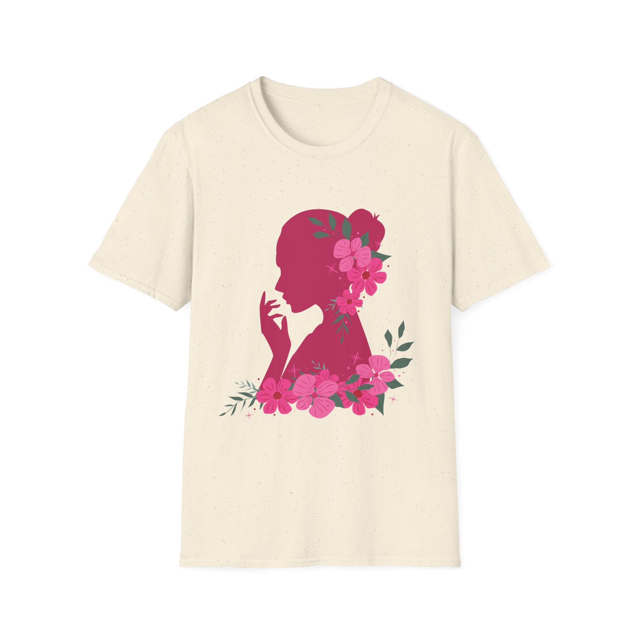 Love It! Floral Silhouette Graphic Tee, Elegant Women’s T-Shirt, Stylish Casual Wear, Gift for Fashion Lovers