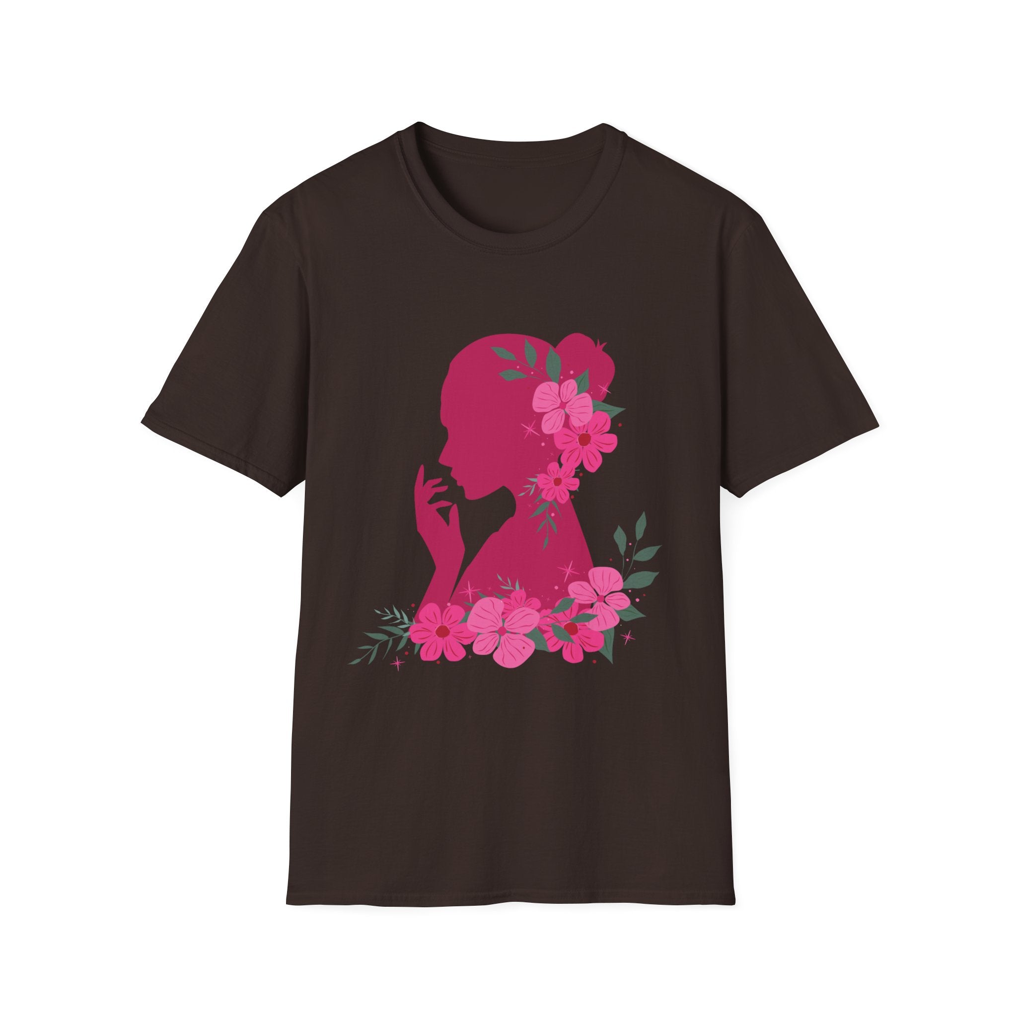 Love It! Floral Silhouette Graphic Tee, Elegant Women’s T-Shirt, Stylish Casual Wear, Gift for Fashion Lovers